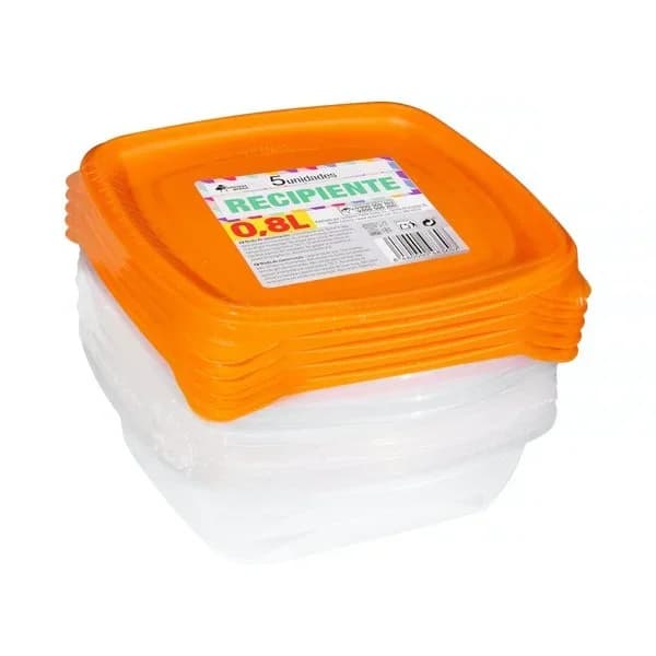 Recipiente de Plástico Cuadrado bajo 0 8L Bosque Verde - 5 ud - Imagen del producto en Findit