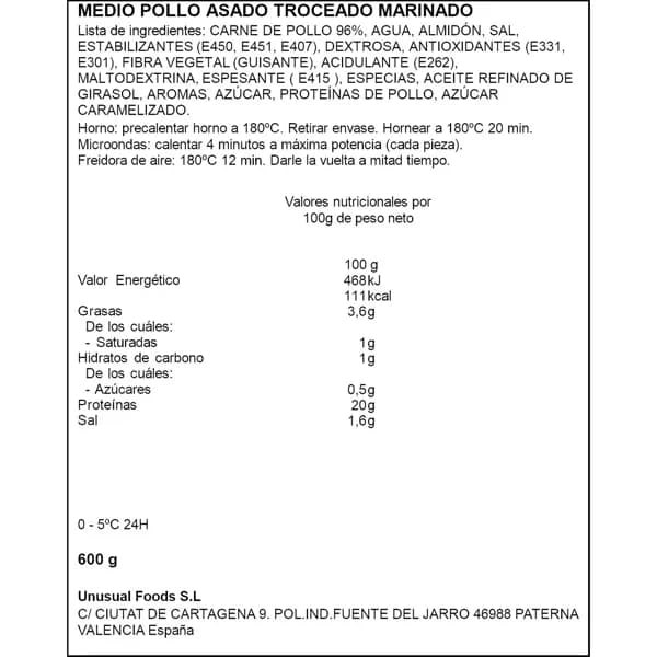 Pollo Asado Refrigerado 600G - 0.6 kg - Imagen del producto en Findit