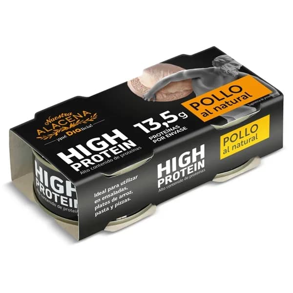 Pollo al natural alto en proteínas Nuestra Alacena de Dia lata 2 x 52 g - 0.1 kg - Imagen del producto en Findit