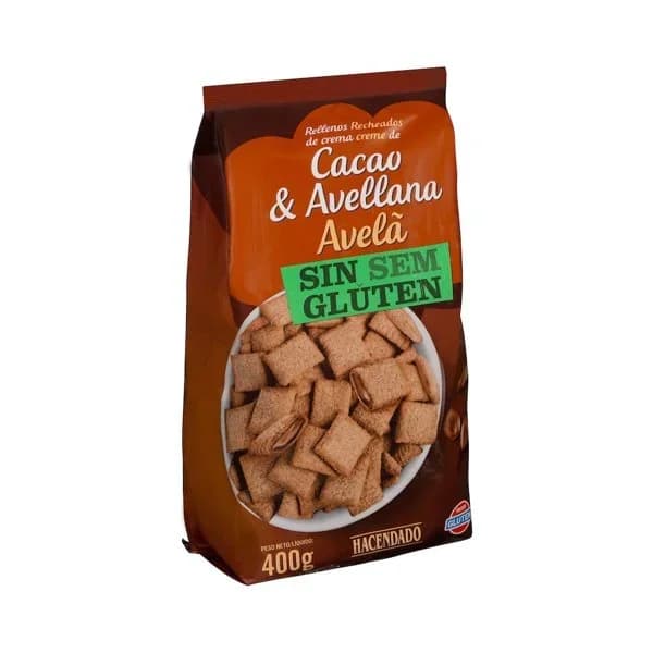 Cereales rellenos de crema de cacao y avellana Hacendado sin gluten - 0.4 kg - Imagen del producto en Findit