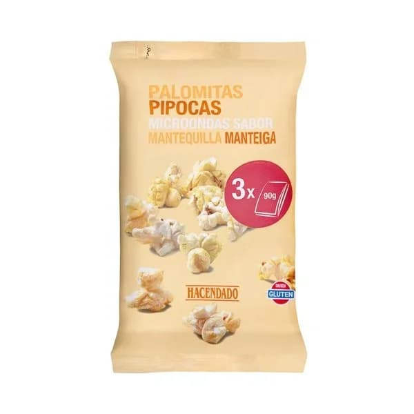 Palomitas de maíz sabor mantequilla Hacendado para microondas - 0.27 kg - Imagen del producto en Findit