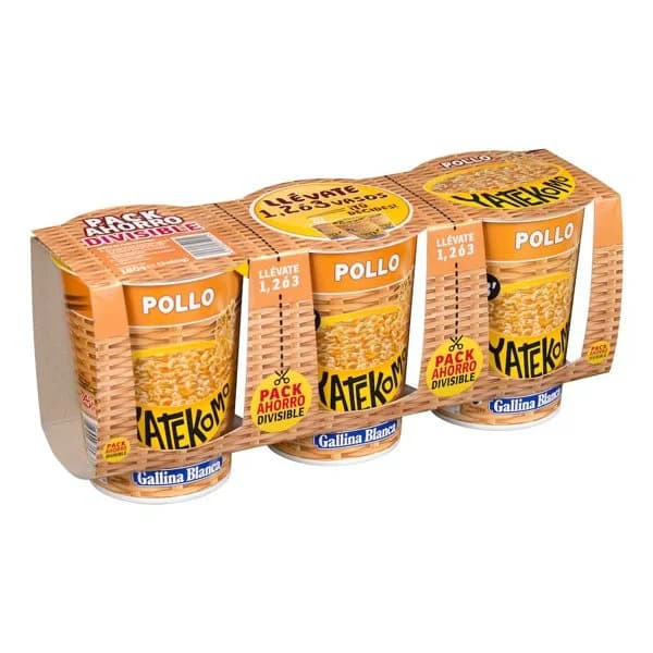 Fideos orientales Yatekomo sabor pollo Gallina Blanca - 0.18 kg - Imagen del producto en Findit