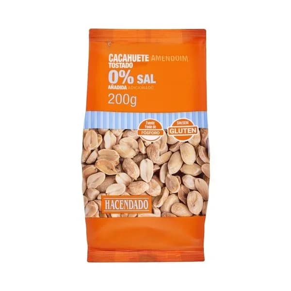 Cacahuete tostado Hacendado pelado 0% sal añadida - 0.2 kg - Imagen del producto en Findit