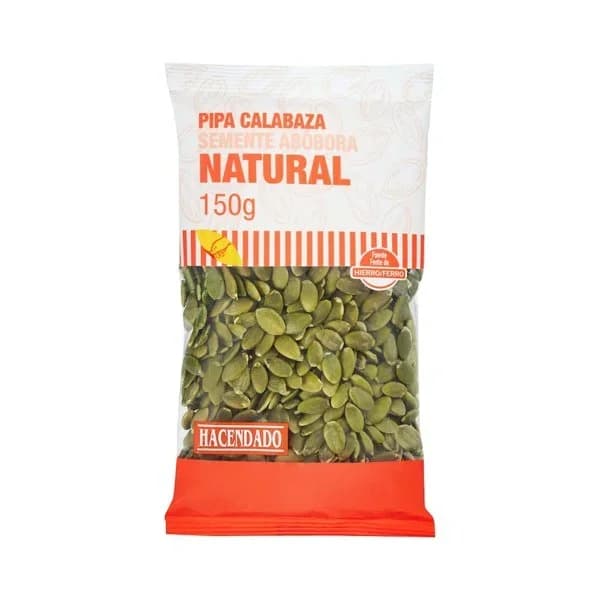 Pipas de calabaza natural Hacendado peladas - 0.15 kg - Imagen del producto en Findit