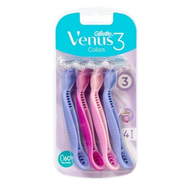 Maquinillas depilación desechables Gillette Venus Colors 3 hojas - 4 ud - Imagen del producto en Findit