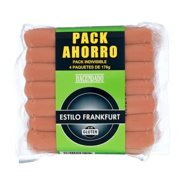 Salchichas cocidas estilo Frankfurt Hacendado de pollo y cerdo sabor ahumado - 0.7 kg - Imagen del producto en Findit