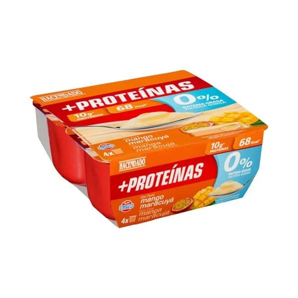 Postre lácteo con puré mango y maracuya +Proteínas Hacendado 0% m.g 10 g proteínas - 0.48 kg - Imagen del producto en Findit