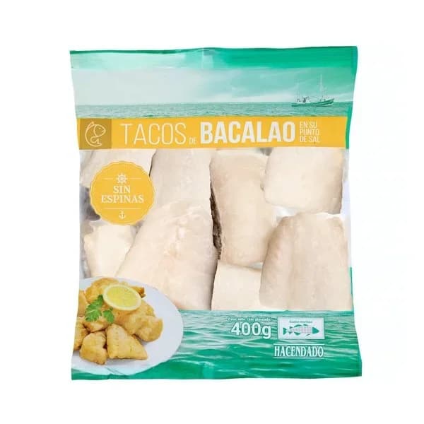Tacos de bacalao sin espinas Hacendado congelado - 1 ud - Imagen del producto en Findit