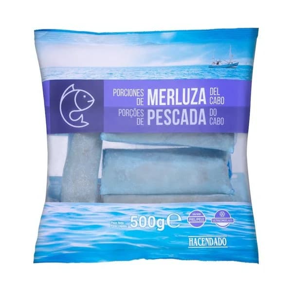 Porciones de merluza del Cabo sin piel Hacendado ultracongeladas - 0.5 kg - Imagen del producto en Findit