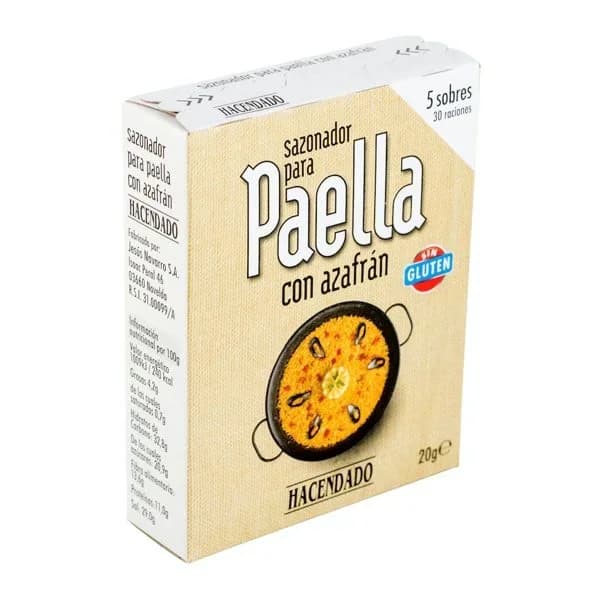 Sazonador para paella con azafrán Hacendado - 0.02 kg - Imagen del producto en Findit
