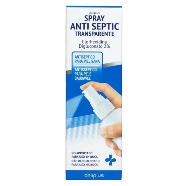 Spray desinfectante antiséptico transparente Deliplus contiene clorhexidina y digluconato 2% - 0.05 l - Imagen del producto en Findit