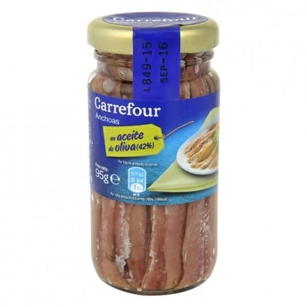 Anchoas en aceite de oliva Classic Carrefour 55 g. - 0.06 kg - Imagen del producto en Findit