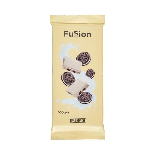 Chocolate blanco Fussion Hacendado galletas al cacao - 1 ud - Imagen del producto en Findit
