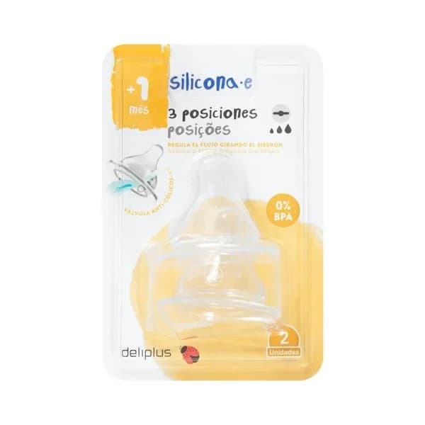 Tetina silicona tres posiciones Deliplus +1 mes - 1 ud - Imagen del producto en Findit