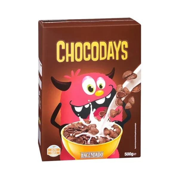 Cereales copos de trigo Chocodays Hacendado con chocolate - 0.5 kg - Imagen del producto en Findit