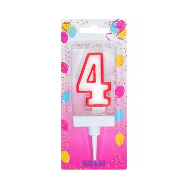 Vela de cumpleaños 4 Hacendado - 1 ud - Imagen del producto en Findit