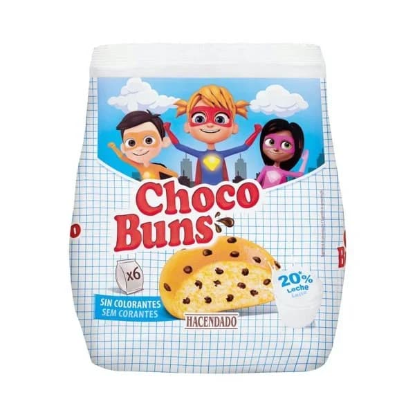 Bollo con pepitas de chocolate Hacendado Choco Buns - 0.25 kg - Imagen del producto en Findit