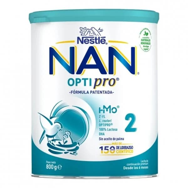 Leche infantil de continuación desde los 6 meses en polvo Nestlé Nan Optipro 2 lata 800 g. - 0.8 kg - Imagen del producto en Findit