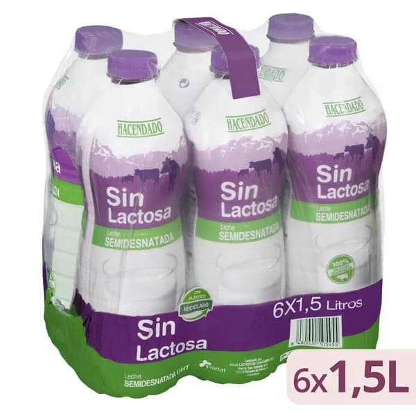 Leche semidesnatada sin lactosa Hacendado - 9 l - Imagen del producto en Findit