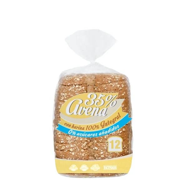 Pan de molde con 35% avena Hacendado 0% azúcares añadidos con harina 100% integral - 0.46 kg - Imagen del producto en Findit