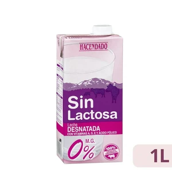 Leche desnatada sin lactosa Hacendado - 1 l - Imagen del producto en Findit