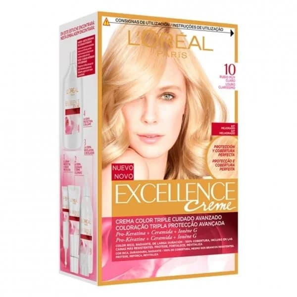 Tinte creme nº 10 Rubio Clarisimo Aclarante L'Oréal Excellence 1 ud. - 1 ud - Imagen del producto en Findit