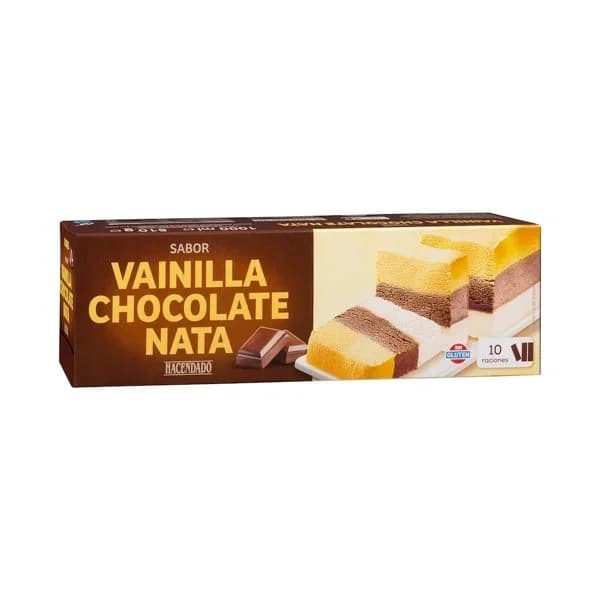 Barra de helado sabor vainilla  chocolate y nata Hacendado - 1 l - Imagen del producto en Findit