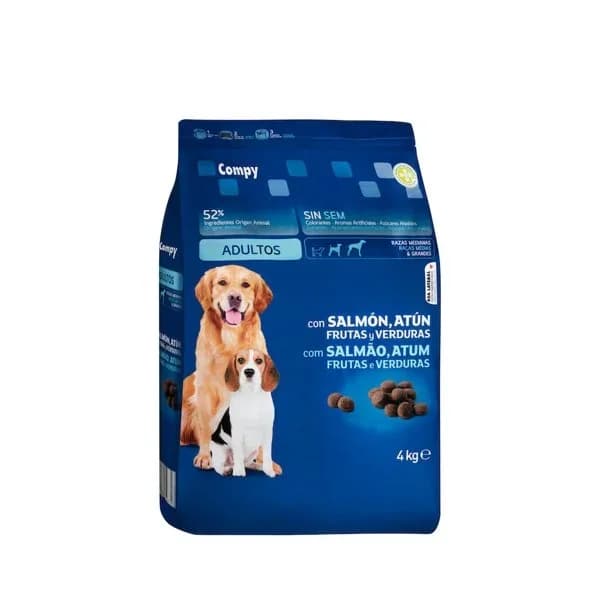 Comida perro adulto Compy con salmón  atún  frutas y verduras - 4 kg - Imagen del producto en Findit