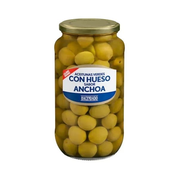Aceitunas verdes con hueso Hacendado sabor anchoa - 0.53 kg - Imagen del producto en Findit