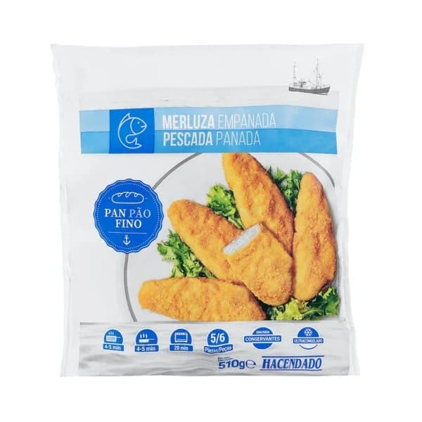 Merluza empanada pan fino Hacendado ultracongelada - 0.51 kg - Imagen del producto en Findit