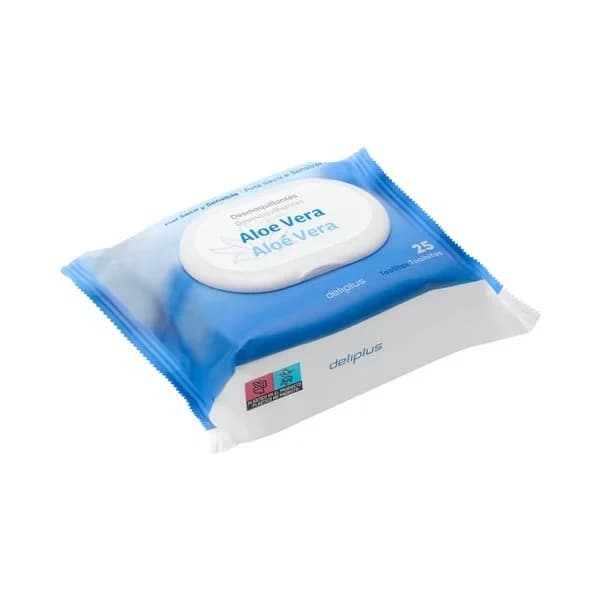 Toallitas desmaquillantes cara y ojos Deliplus piel seca y sensible - 25 ud - Imagen del producto en Findit