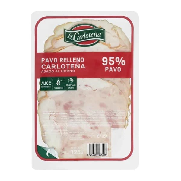 Pavo 95% relleno La Carloteña asado al horno lonchas - 0.12 kg - Imagen del producto en Findit