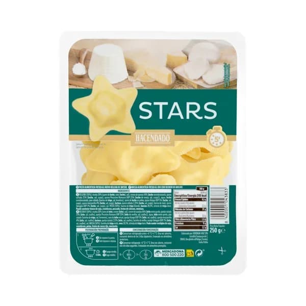 Pasta fresca estrella Stars rellena de quesos Hacendado - 0.25 kg - Imagen del producto en Findit