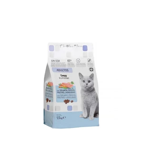 Comida gato adulto Supreme Compy con salmón  frutas y verduras - 1.5 kg - Imagen del producto en Findit