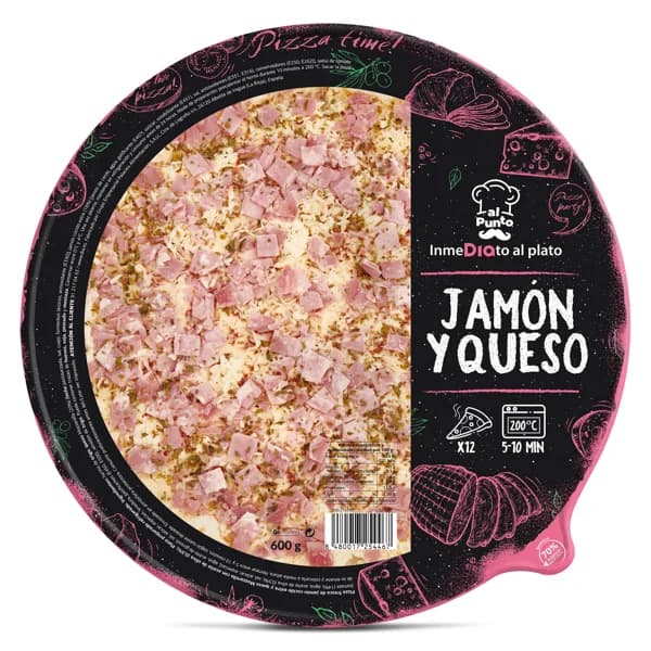 Pizza jamón y queso familiar Al Punto Dia 600 g - 0.6 kg - Imagen del producto en Findit