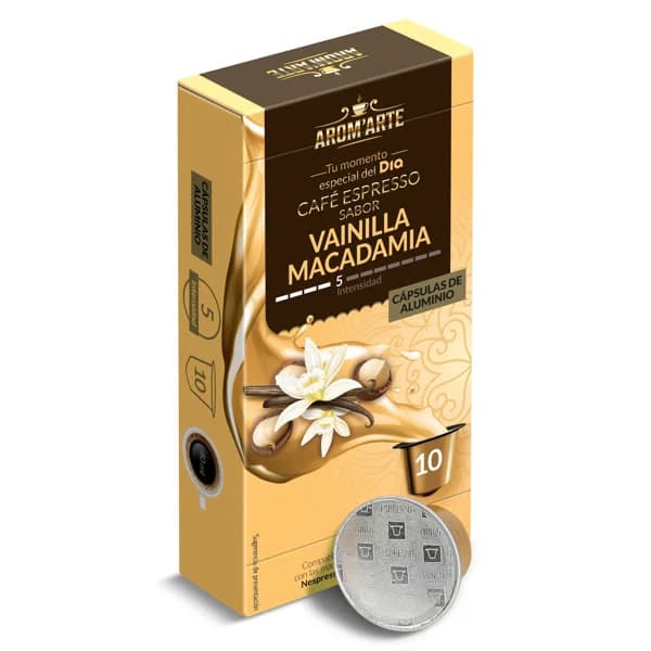 Café en cápsulas espresso vainilla Macademia Arom'arte de Dia caja 10 unidades - 9.96 ud - Imagen del producto en Findit