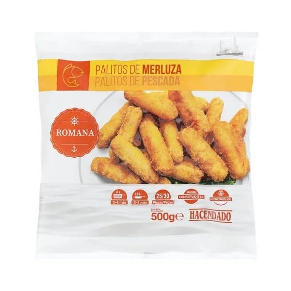Palitos de merluza a la romana Hacendado ultracongelados - 0.5 kg - Imagen del producto en Findit