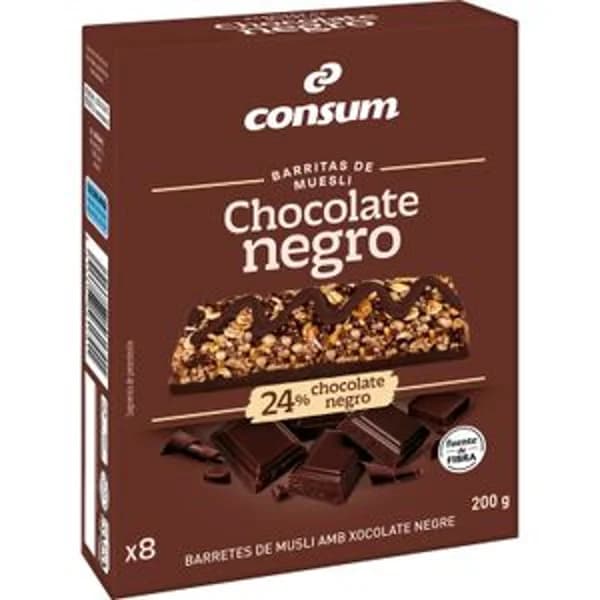 Barritas Muesli Chocolate Negro - 0.18 kg - Imagen del producto en Findit