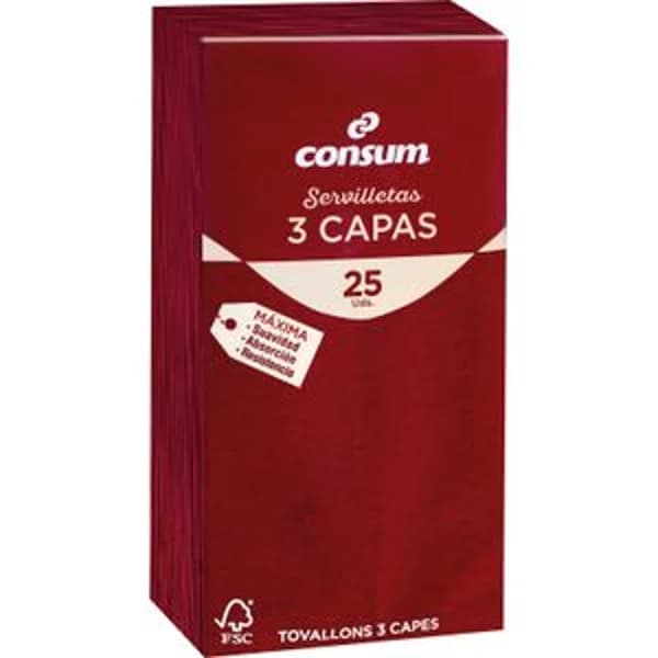 Servilletas 3 capas Burdeos - 23.57 ud - Imagen del producto en Findit