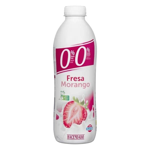 Yogur líquido desnatado de Fresa Hacendado 0% m.g 0% sin azúcares añadidos - 1 kg - Imagen del producto en Findit