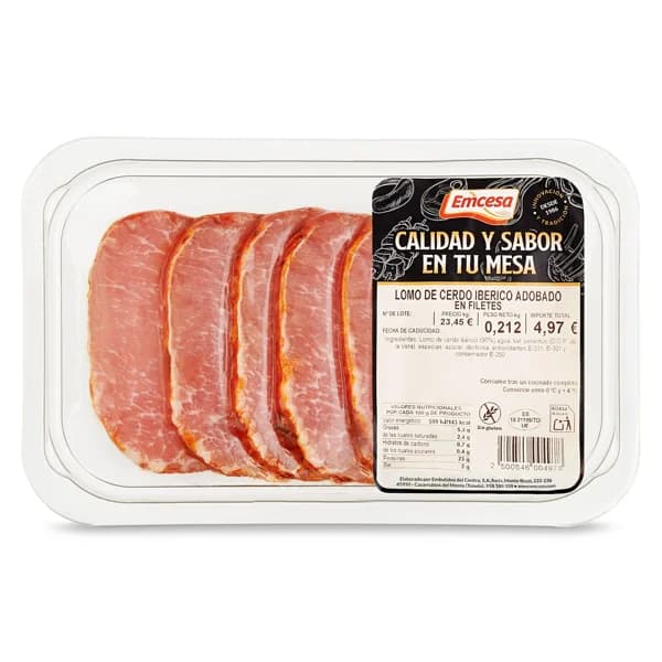 Cinta de lomo adobada Emcesa bandeja 240 g aprox. - 0.24 kg - Imagen del producto en Findit