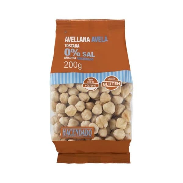 Avellana tostada Hacendado 0% sal añadida - 0.2 kg - Imagen del producto en Findit