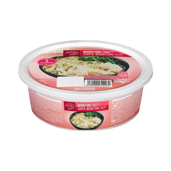 Sopa con wonton de langostino y fideos Hacendado ultracongelada - 0.31 kg - Imagen del producto en Findit