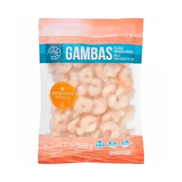 Gamba pelada cruda tamaño mediano Hacendado ultracongelada - 0.36 kg - Imagen del producto en Findit