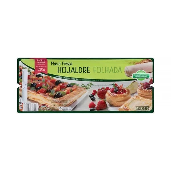 Masa fresca hojaldre Hacendado - 0.52 kg - Imagen del producto en Findit