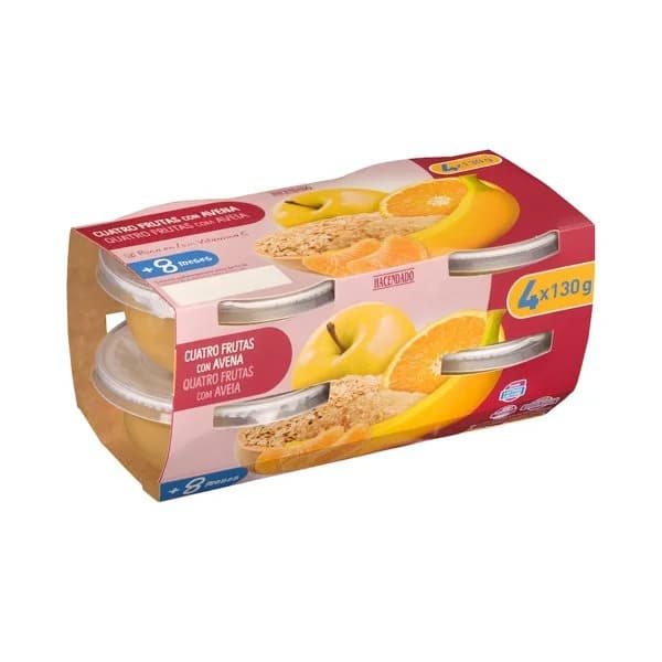 Papilla cuatro frutas con avena Hacendado +8 meses - 0.52 kg - Imagen del producto en Findit