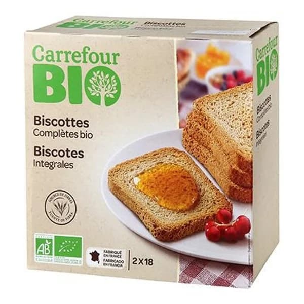 Biscottes integrales ecológicos Carrefour Bio 300 g. - 0.3 kg - Imagen del producto en Findit