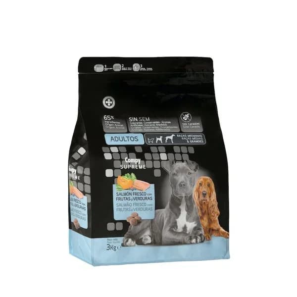Comida perro adulto Supreme Compy salmón fresco con frutas y verduras - 3 kg - Imagen del producto en Findit