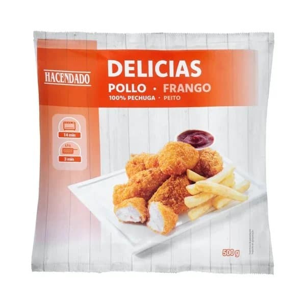 Delicias de pollo Hacendado ultracongeladas - 0.5 kg - Imagen del producto en Findit