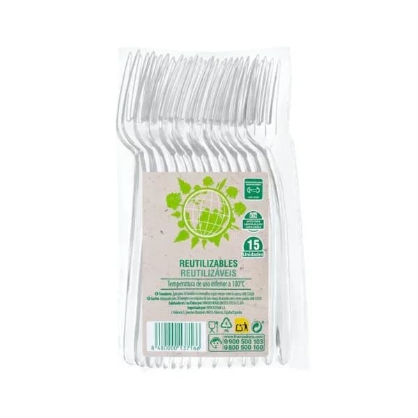 Tenedores de plástico Bosque Verde reutilizables - 14.9 ud - Imagen del producto en Findit